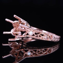 Solid 10K Rose Gold 10.0mm Round Semi Mount Diamond Wedding Fine Ring Setting
