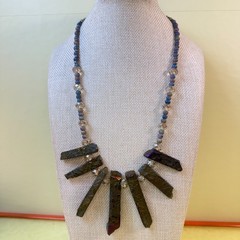 Titanium Aura Quartz Crystal Point Statement Necklace Purple Gold Toggle Clasp