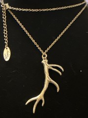 Amber’s Allie Deer Antler Necklace, Antler Animal Jewelry in Silver Tone