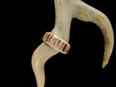 HANDCRAFTED OOAK SHED DEER, ELK ANTLER RING,SIZE 10 3/4, R-460