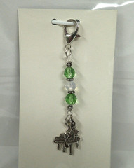 MUSIC Piano Beaded Charm Clip Zipper Pull NEW Handmade