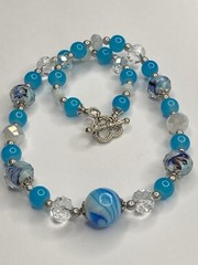 Artisan Handcrafted Art Deco Lampwork Breakfast at Tiffany?s Blue Necklace #8