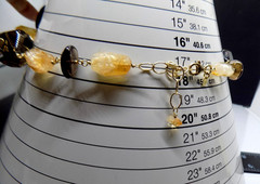 Deb GUYOT Citrine Quartz Smokey Topaz? Nugget Pearl Chunky Strand Necklace