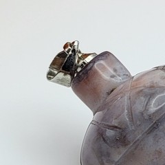 Chevron Amethyst Acorn Carved Pendant 1.25″ Stainless Steel Bail