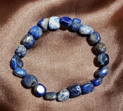 BRACELET, BEADED (LAPIS LAZULI), GEMS, Tumbled, Elastic, Blue, 6-8mm 8″