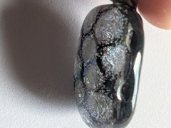Handmade Dichroic Art Glass Pendant Iridescent Blue Purple Green Gold
