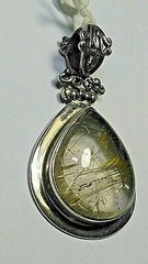 ATTRACTIVE STERLING SILVER PENDANT WITH UNTREATED NATURAL RUTILATED QUARTZ!