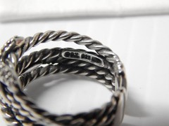 DAVID YURMAN STERLING SILVER DIAMOND RING + POUCH – sz 6 1/2 – EXTRA NICE GIFT !