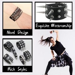 Qinsihwn 6 Pieces Punk Adjustable within 18cm (7.1in) – 21cm (8.7in), 6 PCS