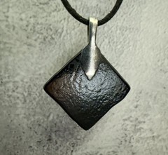 Handmade Fused Dichroic Glass Pendant Necklce Colorful Abstract Geometric Square