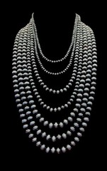 Southwest FAUX Navajo Pearl Multi Strand Beaded Costume Necklace Set