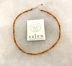 Sajen Amber, Garnet and Quartz Necklace – 18 In. Long with 2 In. Extender