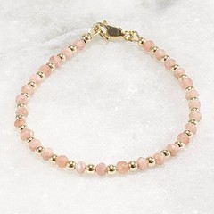 3.5mm Rhodochrosite Bracelet, Dainty Blush Gemstone, 14k Gold Filled