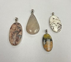 Sterling Silver Multi Gemstone Big Pendants Set of 4