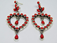 Natural Italian Coral Heart Earring Studs 925 Sterling Silver Wedding Studs gift