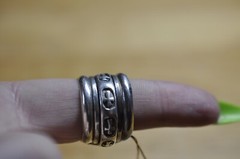 Handmade Sterling Silver Rotating Cross 2 Bands Ring Size 9 Flush Band Modern