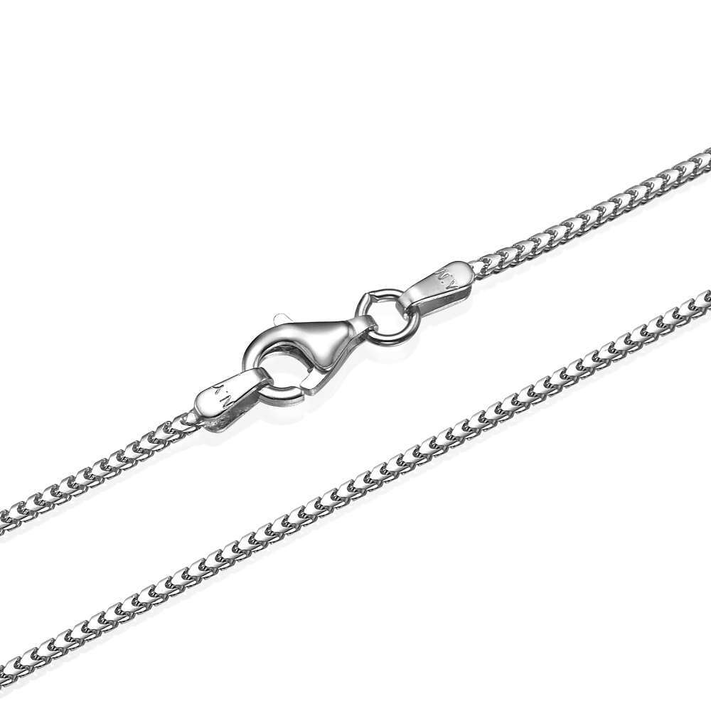 Franco Gold Chain In Solid 14k White Gold 1.2mm 16-28″ Israeli Jewelry
