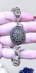 WONDERFUL Artisan/Designer Ornate, Large Sterling Silver Link Bracelet