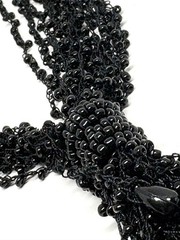 Vintage Black Seed Bead Crochet Necklace Tassle Retro