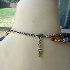 VTG Pendant Necklace 17″ Beaded Art Glass Multicolor Double Strand Adjustable