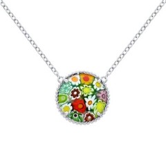 Alan K. Silver Murano Millefiori Set: Multi-Color Round Post Earrings & Necklace