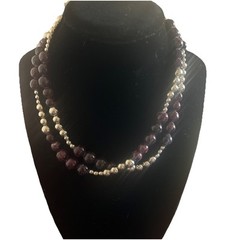 Karla Jordan Riverstone Bead Necklace Unique Art To Wear 22”