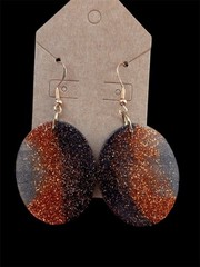 Copper, Orange And Black Sparkle Handmade Resin Earrings Glam Boho Gift