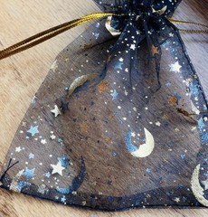 Handmade Resin Shimmer Pendant W/multicolored Sparkle & Celestial Moon Necklace