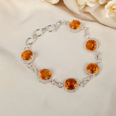 Designer bracelet Citrine Gemstone 925 Sterling Silver bracelet Gift For Her