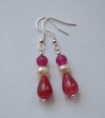 Natural Stone Water Drop Red Chalcedony Jades Beads earring