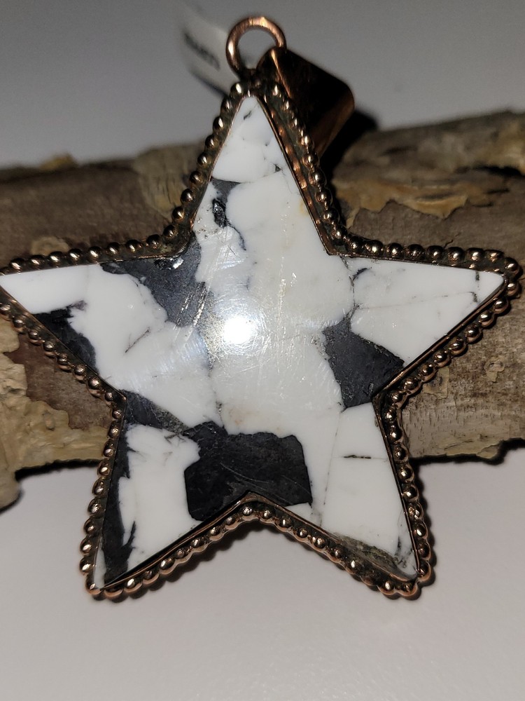 White buffalo copper statement star pendant