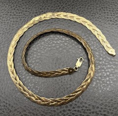 Vintage 7.5MM Vermeil 925 Sterling Silver Braided Woven Chain Necklace 20″