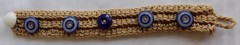 Handmade Hemp Blue & White Vintage China Button Bracelet