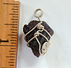 Unique Spessartite Garnet Pendant Sterling Silver 925 Hand wrapped