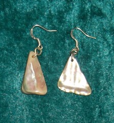 SHELL EARRINGS, ABALONE SHELL, STAINLESS STEEL PIERCED SHEPHERDS HOOK, AUSTRALIA