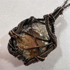 Jasper Necklace Hand Wrapped in Copper 18″ Copper Chain
