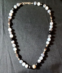 Necklace Handcrafted quartz – hematite – bead w/silver clasp and silver bead