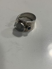 Gibeon Metiorite and Black Onyx Sterling Silver Ring 8.5 Adjustable Psychic 925