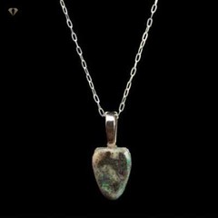 Boulder Opal Necklace- Rounded Triangle Shape on Bail, 1.4mm Oval Flat 16″ .925