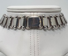 OOAK Artisan Antique Sterling Book Chain Collar Cross, Cherub, Rose, Claw Charms