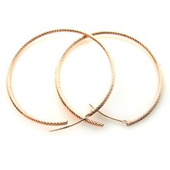 ITALY 14K Rose Gold Vermei HOOP Earrings-Rose Gold Over Solid Silver Hoops-2mm