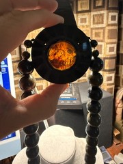 Piedra de Muerte, Stone of Death, Mexican, Obsidian Amber Pendant, Necklace, #H