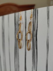 Recycled Jewelry Mixed Gold And Silver Tone Dangle Earrings Handmade
