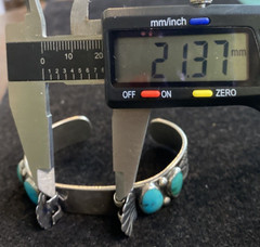 Vintage Navajo Sterling Silver & Turquoise Watch Cuff Bracelet 35.2 g