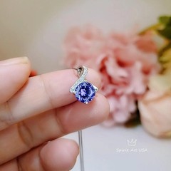 Simple Amethyst Necklace Gemstone 2CT Bowknot Created Purple Gemstone Pendant