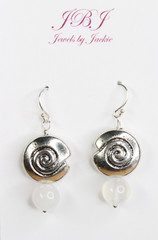Selenite Earrings White 8mm Ball Natural Gemstone .925 Sterling Silver 1.50″