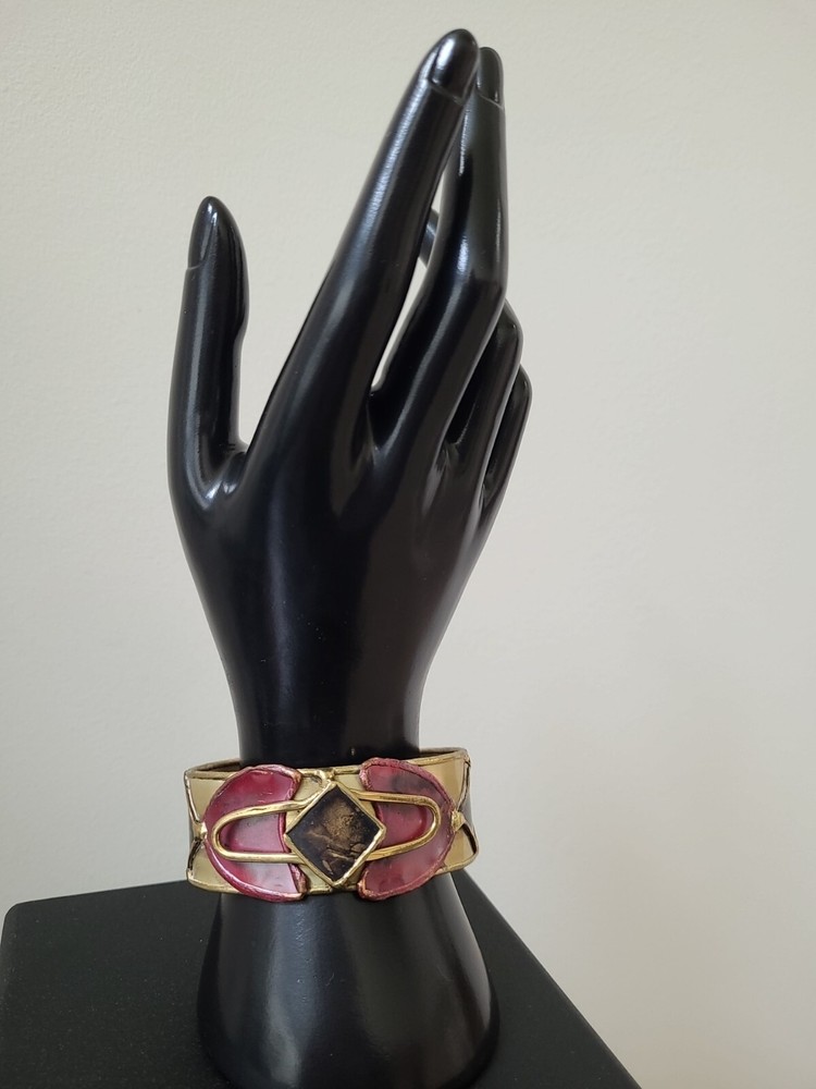 Brutalist Cuff Bracelet Fired Brass Copper Modern Design Unique Hand made