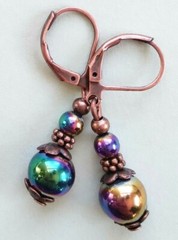 HEMATITE RAINBOW copper LEVERBACK handcrafted