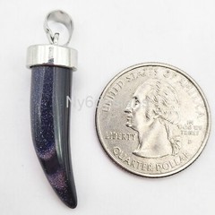 Natural Gemstone Horn Pendant Necklace Making Amethyst Tiger Eye Opalite Onyx