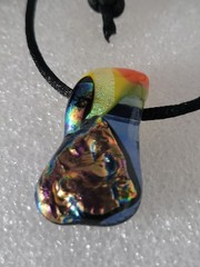 Dichroic Fused Glass Teardrop Pendant Necklace Cord